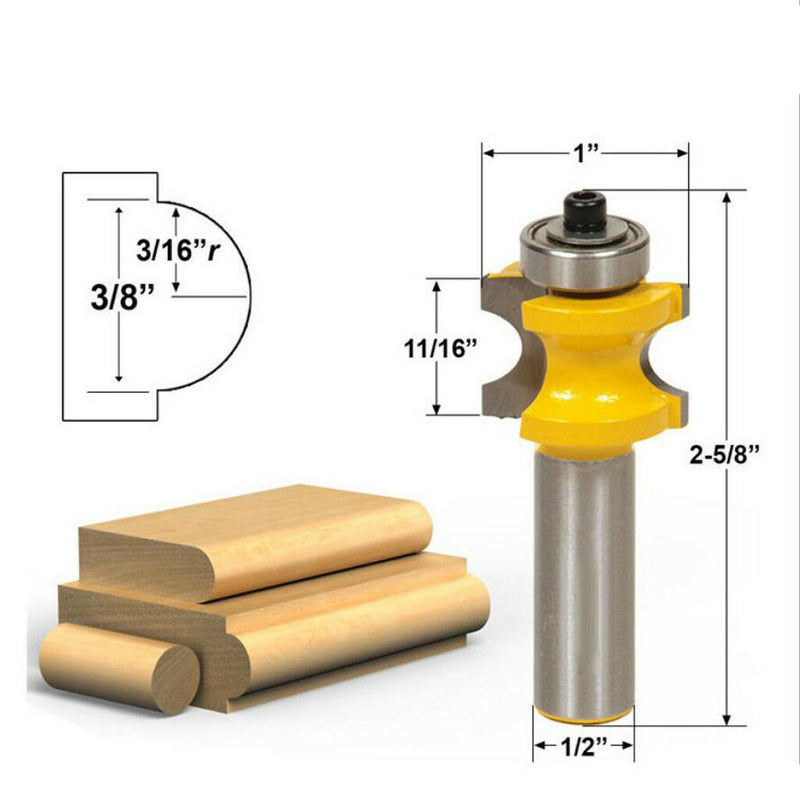 4pc 1/2" Round Shank 3/8,3/4,1/2,5/8" Cutting Dia Beading Router Bit Cutter