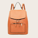 Leather Women Casual School Bags Shoulder Handbag Travel Backpacks (Yellow)