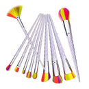 10pcs Spiral Pattern Colorful Makeup Brush Set Foundation Blusher Face Powd