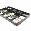 9 Grids Coin Money Plastic Storage Box Bill Cash Tray Organizer With Metal Clips