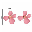 Korean Girls Flower Ear Stud Casual Women Sweet Earrings Jewelry (Pink) A