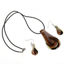 Murano Drop Pendant Necklace Earring coffee Z1L6