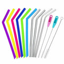 Reusable Silicone Straws BPA Free, Extra Long Flexible Drinking Straws with