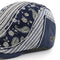 Mens Cotton Newsboy Cap Paisley Patch Block Flat Cap, Adjustable Dark Blue