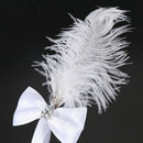 Bowknot Wedding Signing Pen White Ostrich Feather Pen with Diamante