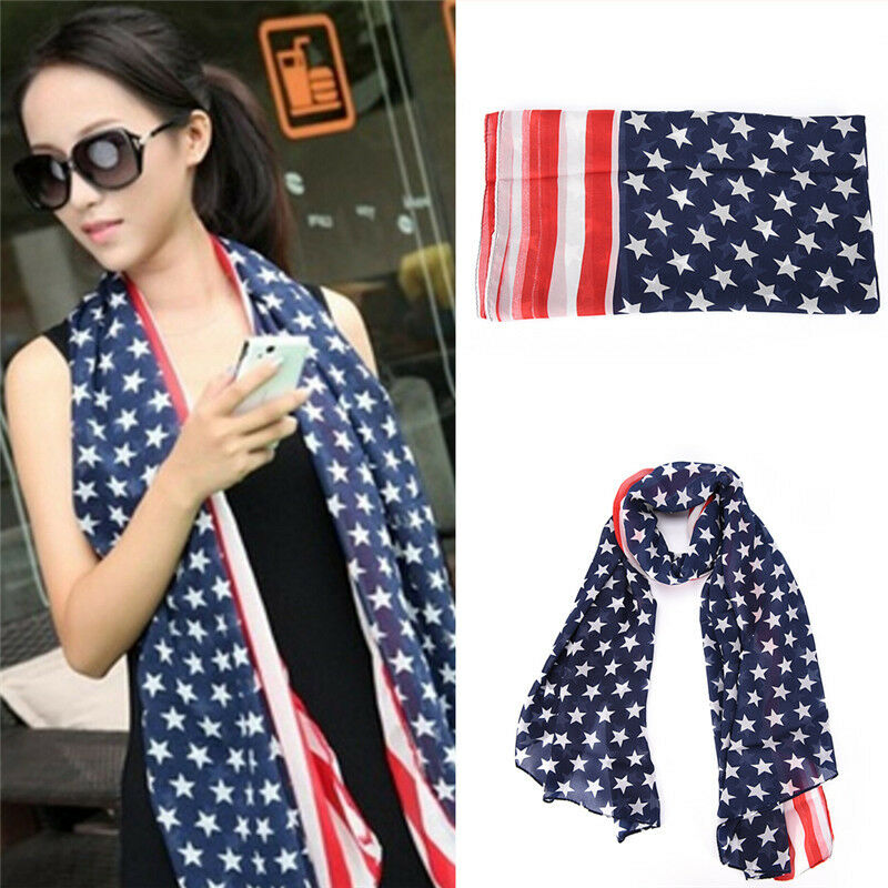Women American Flag Pareo Dress Beach Bikini Swimwear Sarong Cover Up Scarf   Kw
