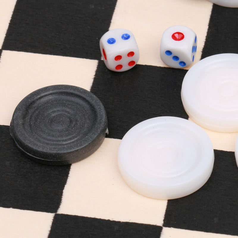 29.5CM Classic Draughts Set Games Educational Folding Wooden Board 64 Fields
