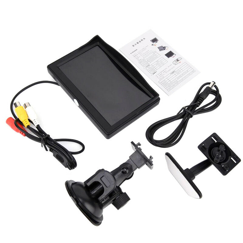 5 Inch HD Screen Monitor For Car Rearview Reverse Backup Parking Camera Cam FT