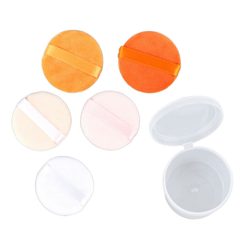 5Pcs Cotton Makeup Powder Puff with Rayon Ribbon Blush Powder Blending Puff