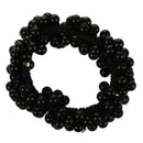 Women Pearls Beads Hair Band Rope Scrunchie Ponytail Holder (Black)