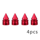Red Spike Cone Tire Rim Valve Wheels Air Port Dust Cover Stem Caps Universal x4