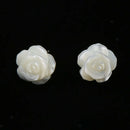 Women Girl's White Shell Rose Flower Studs Earrings for Fashion Accessories