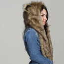 Warm Animal Fur Scarf Fluffy Plush Cap Ear Hood Shawl Glove Unisex