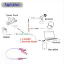 3.5mm Stereo Audio Male to 2 Female Headphone Mic Y Splitter Cable Adapter