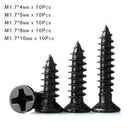50Pcs M1.7* 4-10mm Phillips Countersunk Self Tapping Screws Set-Black Zinc