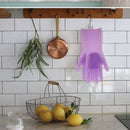 1 pair Silicone Dish Scrubber Rubber Gloves Food Grade Cleaning Sponge Dish Y8P7