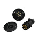 2Pcs  7-Pin Round Caravan Tow Bar Electrical Trailer Socket Plug Black Housing