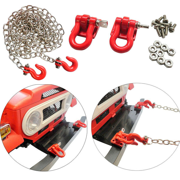 Lifting Jack Chain Shackle + Tow Hook Buckle for 1/10 RC Axial SCX10 D90 Car