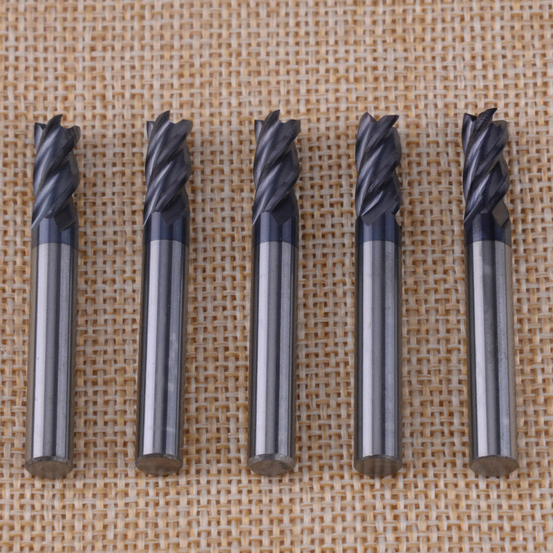 5pcs Tungsten steel Carbide End Mill 4 Flute 50MM Length Flat Bottom 6MM Shank
