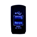 Waterproof Blue LED 12V-24V Motorcycle Car 2-USB Power Charger Rocker Switch