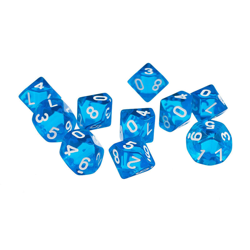10pcs Blue D10 Dice + 10pcs Green D10 Dice for D&D RPG MTG Board Games Gift
