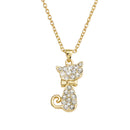 Girls Lovely Cute Crystal Cat Pendant Chain Necklace Animal Jewelry
