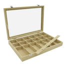 24 Grid Linen Jewelry Box Removable Jewelry Showcase Storage Rings Earrings
