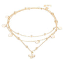 Simple Wafer Beads Pendant Clavicle Chain Women Multilayer Necklace Jewelry A