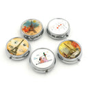 1PC Portable Metal Round Organizer Compartment Pill Case Medicine Box ME
