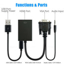 1080P VGA Male To HDMI Output Convert Adapter HD+ Audio TV AV HDTV Video JZP