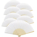 10 pcs/lot 21cm White Color Fabric Hand Fan, Silk Hand Fan Wedding Party Pr