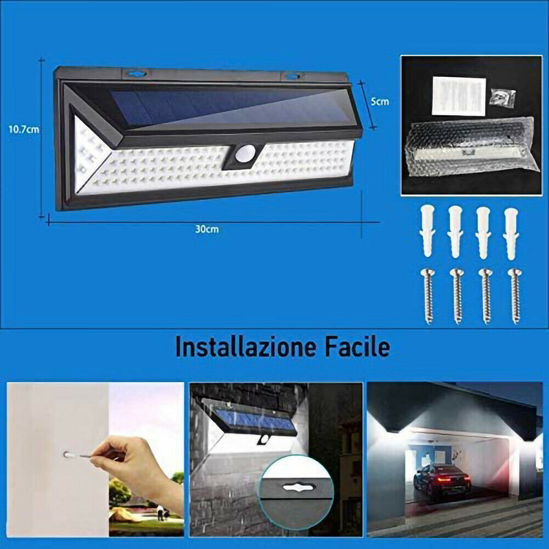 LED Solar Wall Light Waterproof Human Motion Sensor Warning Lamp for Garden