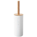 Bamboo Floor-Standing Toilet Brush Set with Base Bathroom Toilet Brush HoldeA5D8