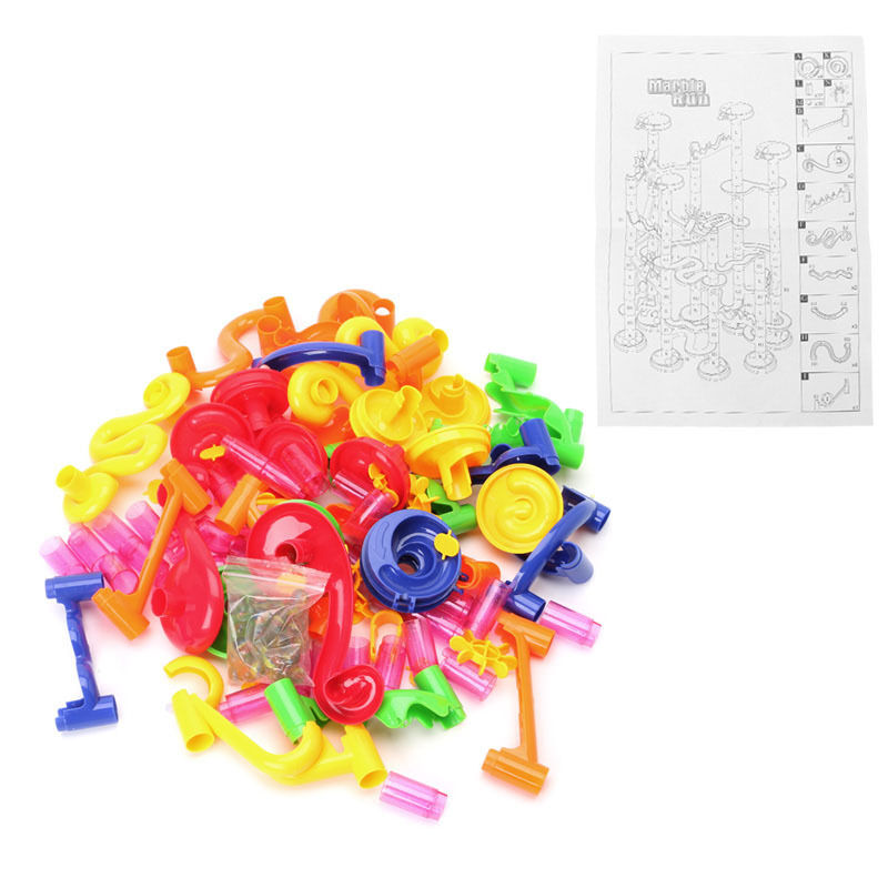 105Pcs Race Game Run Plastic Maze Balls Track House Building Block Toys Set