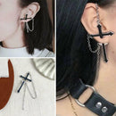 New Mens Womens Chain Cross Earrings Piercing Punk Jewelry Single Earring Black