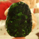 Chinese Natural Hand-carved Black Green Dragon Jade Jewelry Pendant Necklace