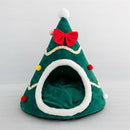 Christmas Tree Shape Dog Cat House Home Warm Sleeping Bed Nest (Green)(M)