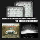 48W 16 LED Work Light Square Flood Beam Bar Car SUV Off-Road Driving Fog Lam Ew
