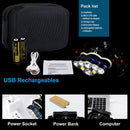 250000LM 6X T6 LED Headlamp Rechargeable Head Light Flashlight Lamp+Battery