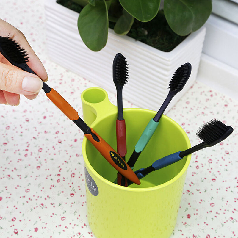 4 Pcs Bamboo Ultra Oral Dental Soft Care Charcoal Toothbrush Nano-Brush-Healt