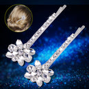 2 Diamante Flower Crystal Hair Grips Barrette Clips Slide fit for Bridal Wedding