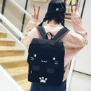 fashion Cute Cat Embroidery Canvas Student bag Cartoons Women Backpack Leis