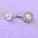 Beauty Navel Belly Button Rings Bar Crystal Flower HOT Body Dangle Piercing F6M9