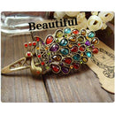 Women Fashion Retro Colorful Rhinestone Feathers Peacock Hair pin Duckbill Clip