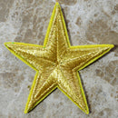 2x Golden STAR embroidered applique iron on patch badge motif DIY Sewing 5cm BX