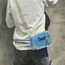 Lovely Cat Pattern Pvc Women For Metal Chain Shoulder Bag Transparent Bag