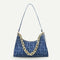 Casual Printed Women Handbag Totes PU Chain Underarm Shoulder Bags (Blue) A
