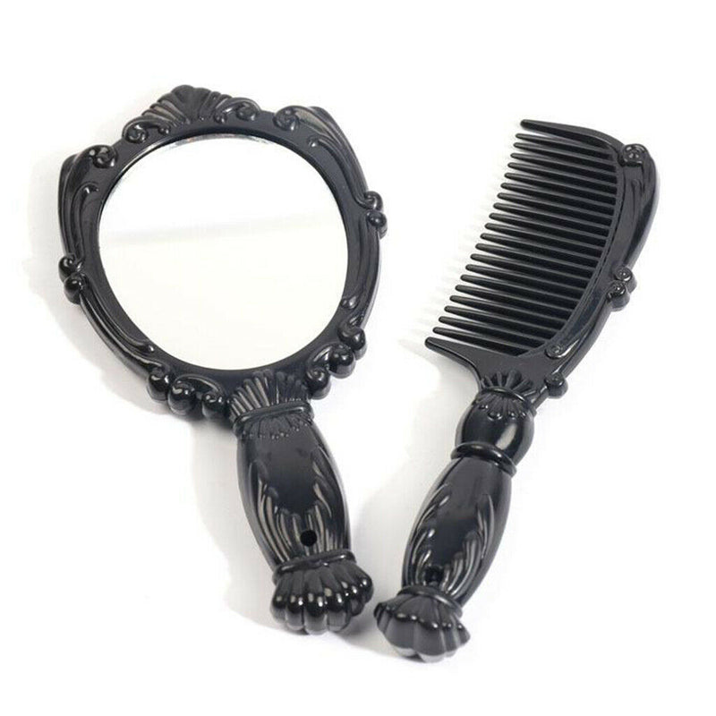2 In 1 Hair Comb Set Women Ladies Vanity Hand Mirror Kit No More
