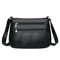 Women PU Shoulder Bag Multi-pocket Mother Solid Crossbody Handbag (Black)
