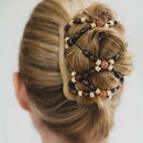 Magic Wood Beads Double Clip Hair Slide Combs Women's Hair Jewelry Accessory